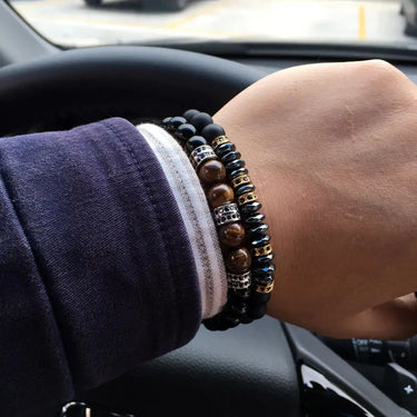 Elegant Hematite & Tiger's Eye Crystal Paved Bracelet YourSoulPlace.com